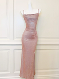lam¨¦ pink shimmery side slit dress birthday dress HZ1024