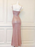 lam¨¦ pink shimmery side slit dress birthday dress HZ1024