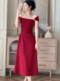 pure desire style one-shoulder niche high-end waist temperament women's dress HZ1024