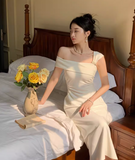 pure desire style one-shoulder niche high-end waist temperament women's dress HZ1024