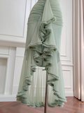 green suspender long dress HZ1024