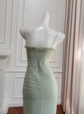green suspender long dress HZ1024