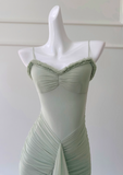 green suspender long dress HZ1024