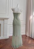 green suspender long dress HZ1024