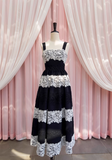 lace stitching suspender long dress HZ1024