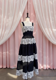 lace stitching suspender long dress HZ1024