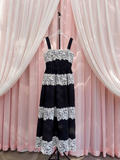 lace stitching suspender long dress HZ1024