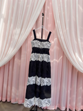 lace stitching suspender long dress HZ1024