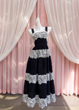 lace stitching suspender long dress HZ1024