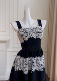 lace stitching suspender long dress HZ1024