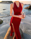 Retro V-neck Halter Dress HZ1024