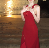 Retro V-neck Halter Dress HZ1024