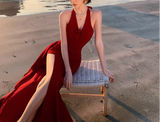 Retro V-neck Halter Dress HZ1024
