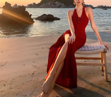 Retro V-neck Halter Dress HZ1024