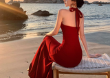 Retro V-neck Halter Dress HZ1024