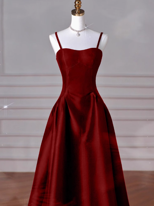 Sweetheart ??Prom Dress for Birthday&Graduation-Burgundy Satin Long Formal Evening Dress HZ1024
