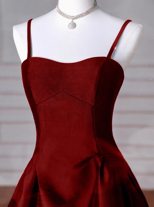 Sweetheart ??Prom Dress for Birthday&Graduation-Burgundy Satin Long Formal Evening Dress HZ1024