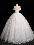 Sweetheart Neck Tulle Lace White Long Prom Dress, White Lace Formal Dress HZ1024