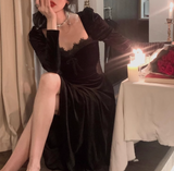 style birthday dress daily party French temperament velvet black dress for women HZ1024