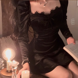 style birthday dress daily party French temperament velvet black dress for women HZ1024