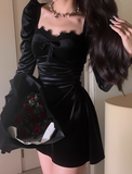 style birthday dress daily party French temperament velvet black dress for women HZ1024