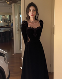 style birthday dress daily party French temperament velvet black dress for women HZ1024
