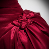 A-line off-the-shoulder satin long prom dress, burgundy formal long dress HZ1024