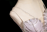 A-line V-neck Satin Rhinestone Long Prom Dress, Purple Formal Long Dress HZ1024
