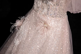 A-line off-shoulder sequined tulle long prom dress, pink formal long dress HZ1024
