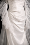 Mermaid strapless satin tulle long prom dress, white formal long dress HZ1024