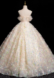 A-line sweetheart neck tulle beaded long prom dress, champagne formal long dress HZ1024