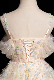 A-line sweetheart neck tulle beaded long prom dress, champagne formal long dress HZ1024