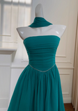 blue A-line strapless chiffon short prom dress, lake blue homecoming dress HZ1024