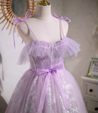 A-line sweetheart neckline tulle lace short prom dress, purple homecoming dress HZ1024