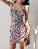floral suspender dress holiday style dress HZ1024