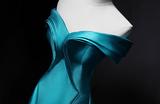 mermaid off-shoulder satin long prom dress,blue formal long dress HZ1024