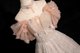 V-neck tulle sequin long prom dress, formal long dress HZ1024