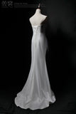 Strapless Mermaid Tulle Satin Long Prom Dress, White Formal Dress HZ1024