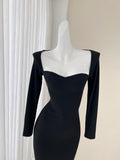 black long sleeve dress, birthday dress HZ1024
