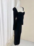 black long sleeve dress, birthday dress HZ1024