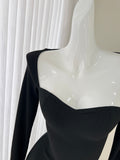 black long sleeve dress, birthday dress HZ1024