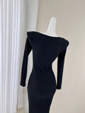 black long sleeve dress, birthday dress HZ1024