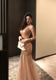 retro sequined mesh dress Party dress HZ1024