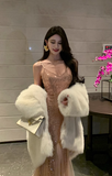 retro sequined mesh dress Party dress HZ1024