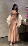 retro sequined mesh dress Party dress HZ1024