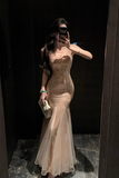 retro sequined mesh dress Party dress HZ1024