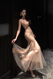 retro sequined mesh dress Party dress HZ1024