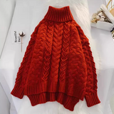 loose lazy style high collar twist pullover sweater HZ1024