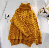 loose lazy style high collar twist pullover sweater HZ1024