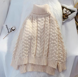 loose lazy style high collar twist pullover sweater HZ1024